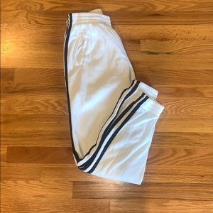 Brandy Melville White Sweats with Navy Stripes